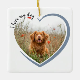 I Love My Dog Heart Photo Sierkussen Keramisch Ornament