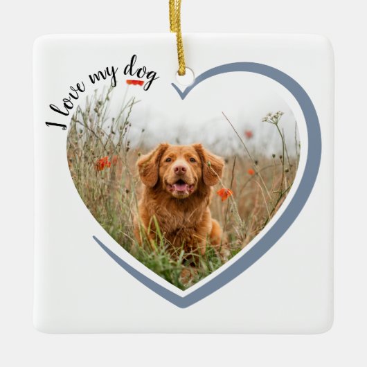I Love My Dog Heart Photo Sierkussen Keramisch Ornament (Voorkant)