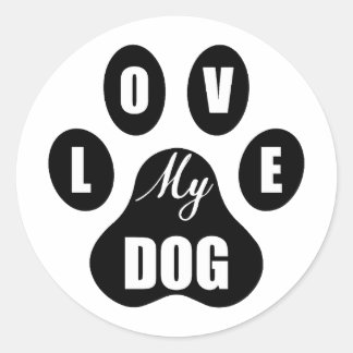 I Love My Dog Ronde Sticker