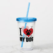 I love my dog throw pillow acryl drinkbeker (Achterkant)