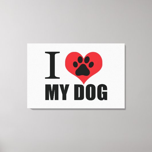 I love my dog throw pillow canvas afdruk (Voorkant)