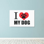 I love my dog throw pillow canvas afdruk (Insitu (Houten vloer))