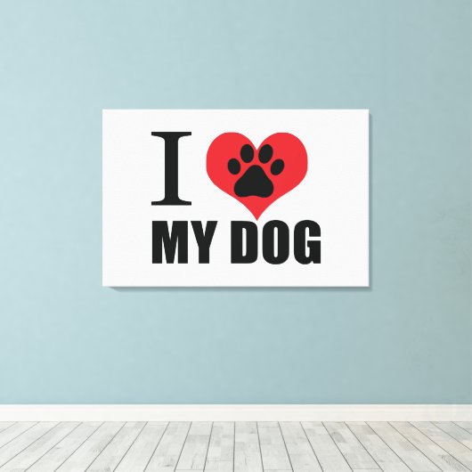 I love my dog throw pillow canvas afdruk (Insitu (Houten vloer))