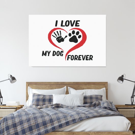 I love my dog throw pillow canvas afdruk (Insitu (Slaapkamer))