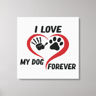 I love my dog throw pillow canvas afdruk