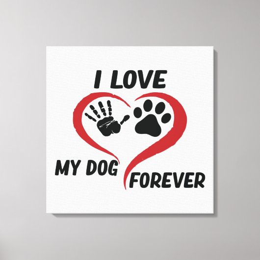 I love my dog throw pillow canvas afdruk (Voorkant)
