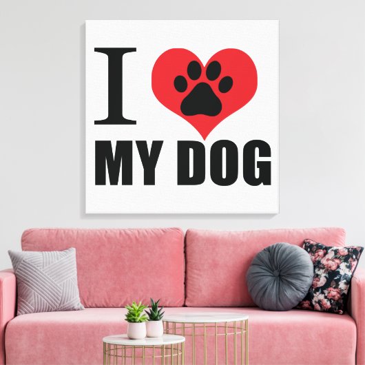 I love my dog throw pillow canvas afdruk (Insitu (Woonkamer))