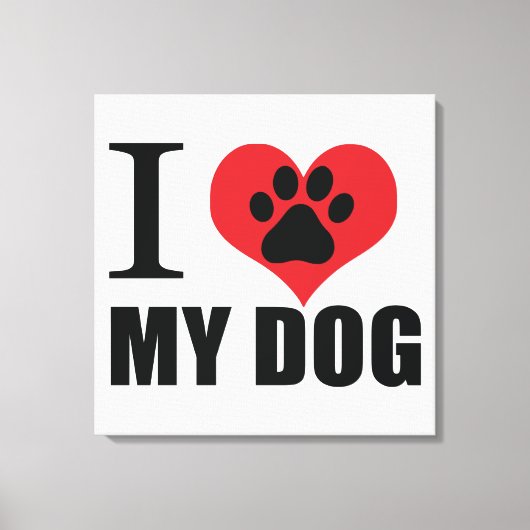 I love my dog throw pillow canvas afdruk (Voorkant)