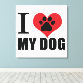 I love my dog throw pillow canvas afdruk (Insitu (Houten vloer))