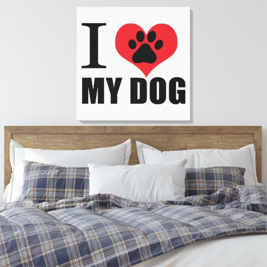 I love my dog throw pillow canvas afdruk (Insitu (Slaapkamer))