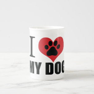 I love my dog throw pillow porselein kop