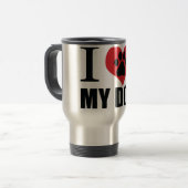 I love my dog throw pillow reisbeker (Voorkant links)