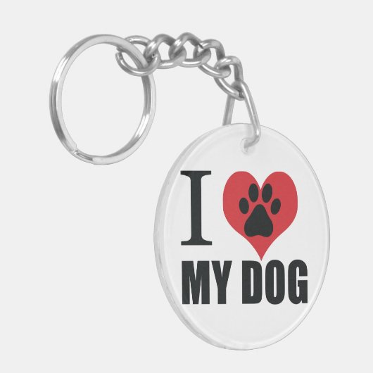 I love my dog throw pillow sleutelhanger (Voorkant Links)