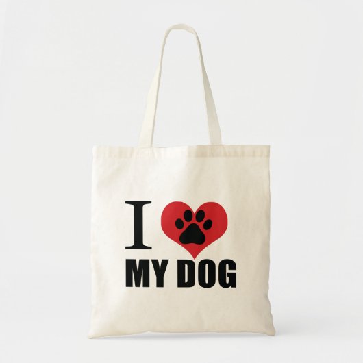 I love my dog throw pillow tote bag (Voorkant)