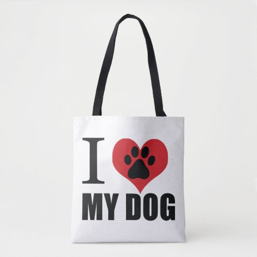 I love my dog throw pillow tote bag (Voorkant)