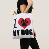 I love my dog throw pillow tote bag (Dichtbij)