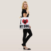 I love my dog throw pillow tote bag (Op model)
