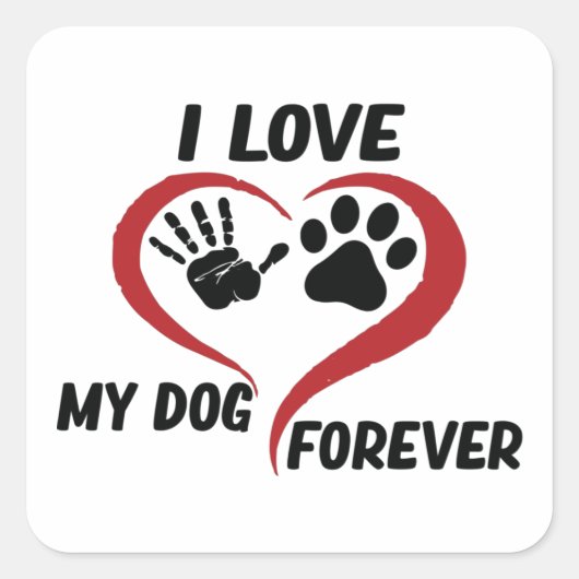 I love my dog throw pillow vierkante sticker (Voorkant)