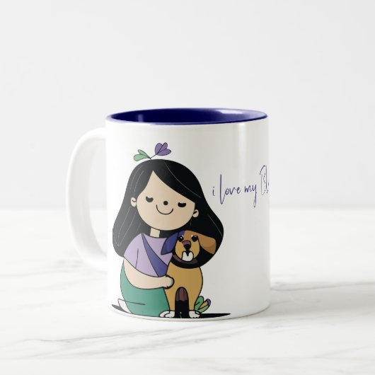 I Love My Dog - Vrouw Edition 1 Tweekleurige Koffiemok (Voorkant links)