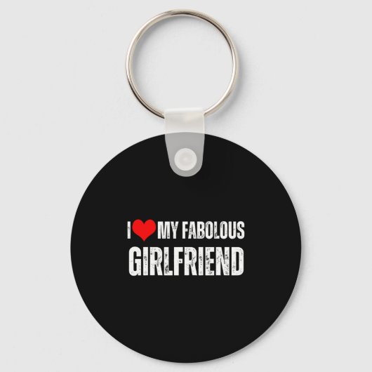 I Love My Fabulous Girlfriend Retro Style Valentin Sleutelhanger (Voorkant)