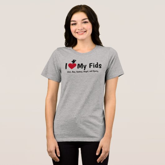 I Love My Fids Feathered Kids Parrot Tri-Blend Shirt (Voorkant volledig)