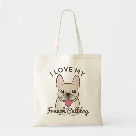 "I Love My French Bulldog" Canvas tas (Voorkant)