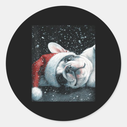I Love My French Bulldog Christmas Cute  Ronde Sticker (Voorkant)