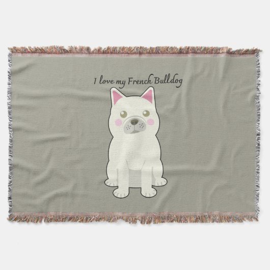 I Love my French Bulldog Deken (Voorkant)