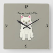 I Love my French Bulldog Vierkante Klok (Voorkant)