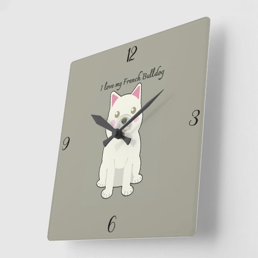 I Love my French Bulldog Vierkante Klok (Hoek)
