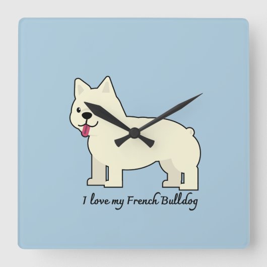 I love my French Bulldog Vierkante Klok (Voorkant)