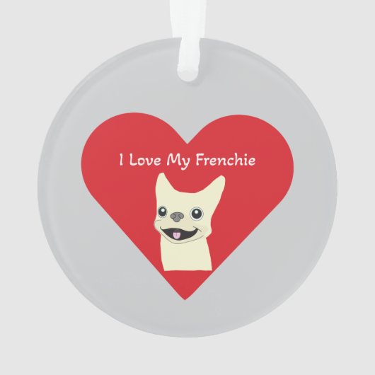 I love my Frenchie, Lavender Ornament (achterkant)