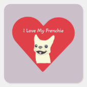 I love my Frenchie, Lavender Vierkante Sticker (Voorkant)