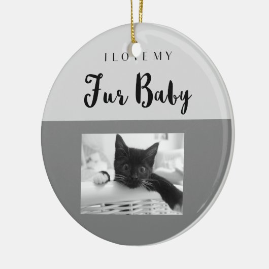 I Love My Fur Baby Custom met 2 fotoslots Keramisch Ornament (Links)