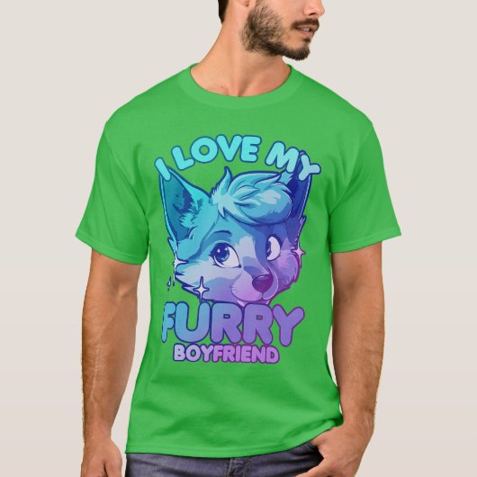 I Love My Furry Boyfriend Anthropomorphism Fursuit T-shirt (Voorkant)
