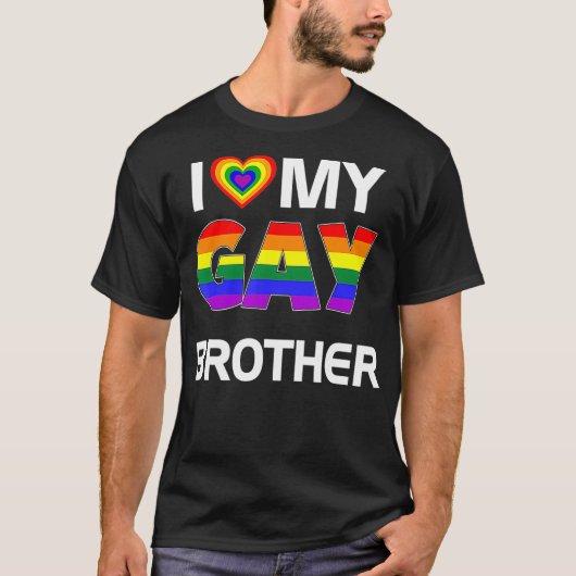 I Love My Gay Brother LGBT Rainbow Pride T-shirt (Voorkant)