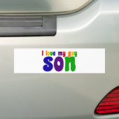 I Love My Gay Son Retro Rainbow Mom Bumpersticker (Op auto)