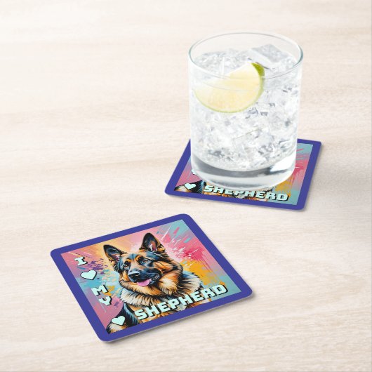 I love my German Shepherd Kartonnen Onderzetters (Insitu)