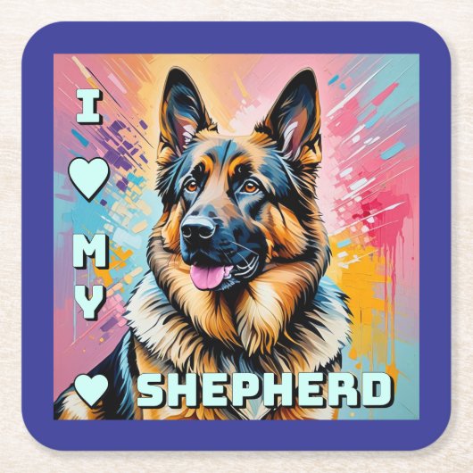 I love my German Shepherd Kartonnen Onderzetters (Voorkant)