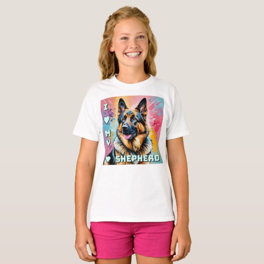 I love my German Shepherd T-shirt (Voorkant volledig)