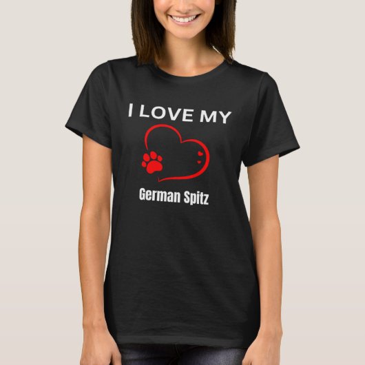 I love my German Spitz breed dog Dog T-shirt (Voorkant)