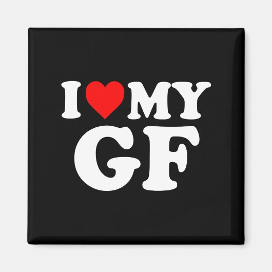 I Love My Gf Girlfriend Red Heart Valentines Day G Magneet (Voorkant)