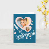 I Love My Girlfriend Chalkboard Doodles Black Cute Kaart (Gele Bloem)