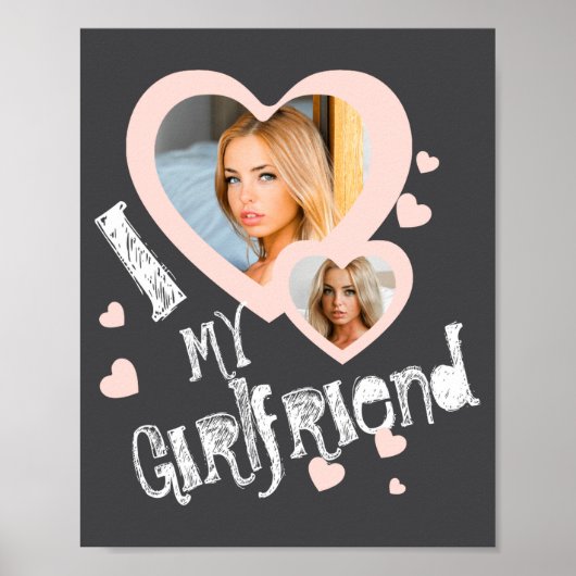 I Love My Girlfriend Chalkboard Doodles Black Cute Poster (Voorkant)