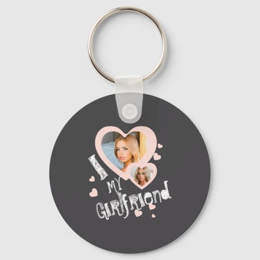 I Love My Girlfriend Chalkboard Doodles Black Cute Sleutelhanger (Voorkant)