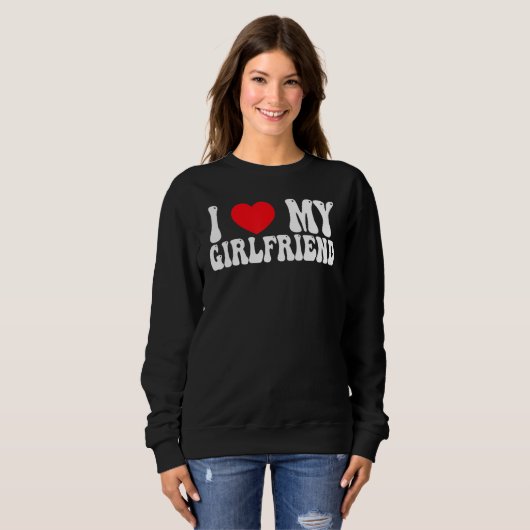 I Love My Girlfriend GF Red Heart Love  Valentine Trui (Voorkant volledig)