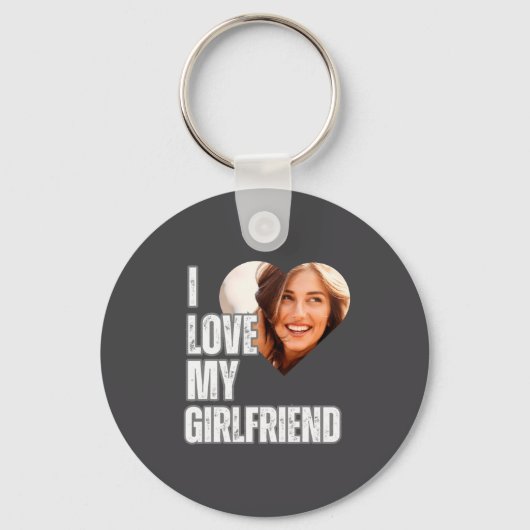 I Love My Girlfriend Heart Photo Boyfriend Gift  Sleutelhanger (Voorkant)