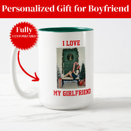 I Love My Girlfriend Photo Mug Gift for Boyfriend Tweekleurige Koffiemok