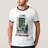 I Love My Girlfriend Photo Ringer T-Shirt Gift (Voorkant)