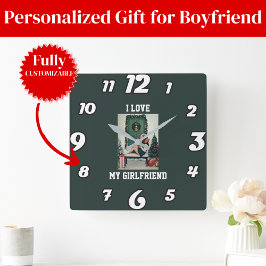 I Love My Girlfriend Photo Wall Clock Gift Vierkante Klok